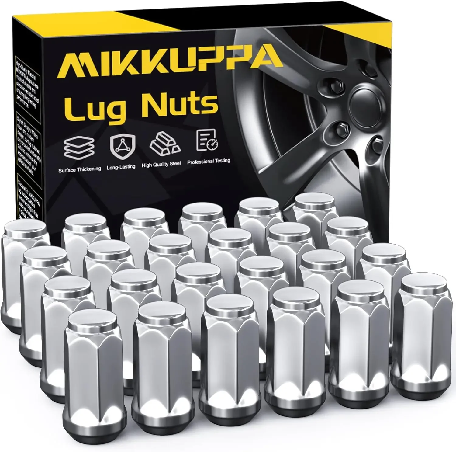 

MIKKUPPA 24PCS M14x1.5 Skinny Lug Nuts -3/4" Hex, 1.8" Tall, 0.9" Wide Replacement for Chevy Silverado 1500,Traverse, GMC Acadia