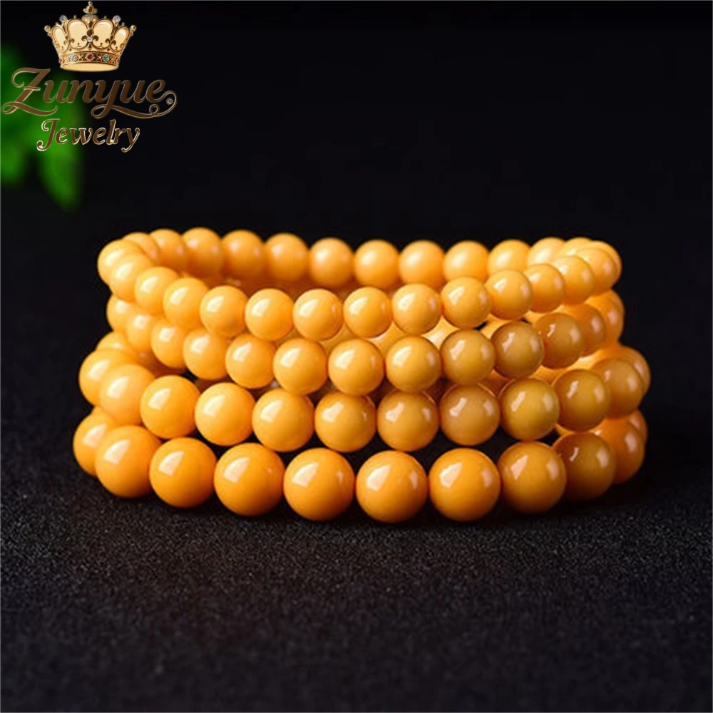 

Yellow Dragon Jade Round Bead Bracelet Luxury Quality Jewelry Fashion Jewelry Handicraft Exquisite Elegant Charms Popular Gift