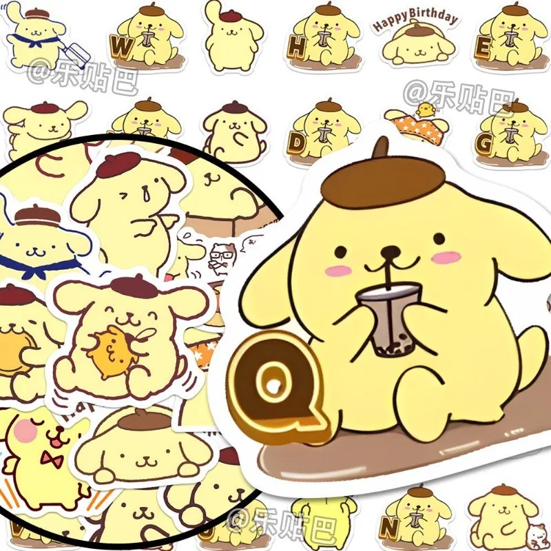 57PCS Sanrio Cartoon Cute pompon Purin Stickers Notebook cellulare Shell Water Cup bagagli decorazione adesivi all'ingrosso