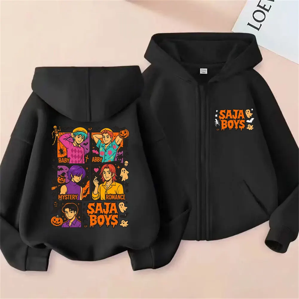 

Kpop Demon Hunters Saja Boys Graphic Zipper Hoodie Male Halloween Sytle Streetwear Men Women Casual Oversized Zip Up Jacket Coat
