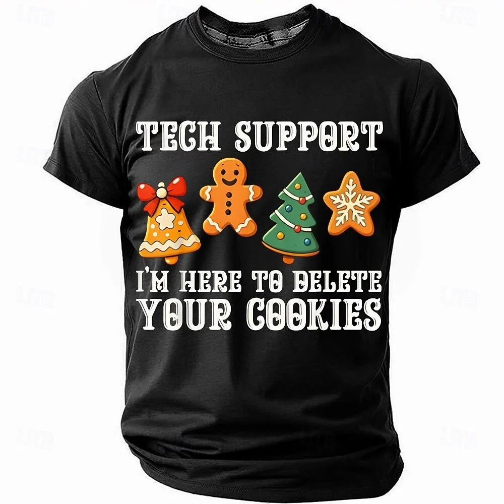 

Men's T-Shirt Santa Claus Gingerbread Print Crew Neck Clothing Apparel Outdoor Christmas Gifts Party Short Sleeve Daily clothes