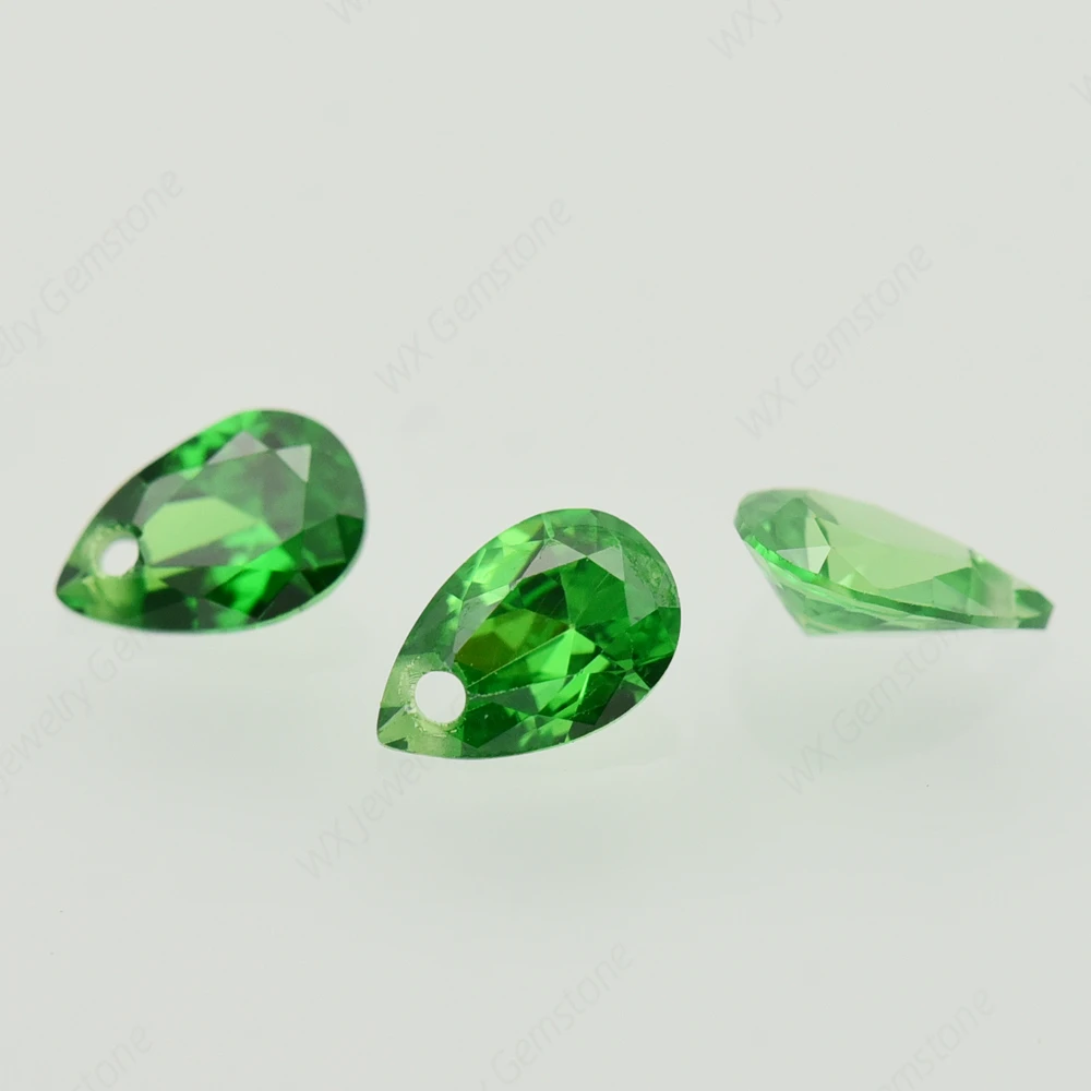 

Brilliant Single Hole AAAAA Pear Cut Green Loose Cubic Zirconia cz Stone For Jewelry Making 4x6~15x20mm High Quality Wholesale