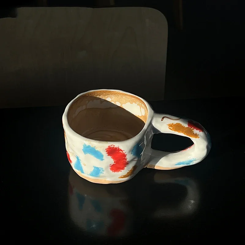 AhunderJiaz Artificial Coloring Hand Kneaded Feeling Ceramic Mug Coffee Mugs Living Room Dining Room Mug Kitchen Drinkware Set