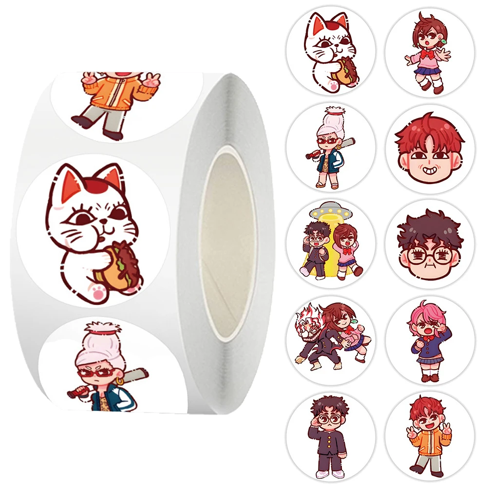 

500pcs/roll Dandadan Anime Sealing Stickers Cute Cartoon Decals Decoration Scrapbook Guitar Phone Diary Kids Reward Sticker Gift