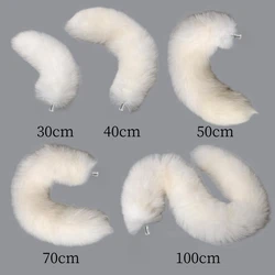 Exotic Cosplay Flirting Accessories with Spliceable Long Short Real Pure White Fox Tails for Couple BDSM Anal Bondage Sex Toys