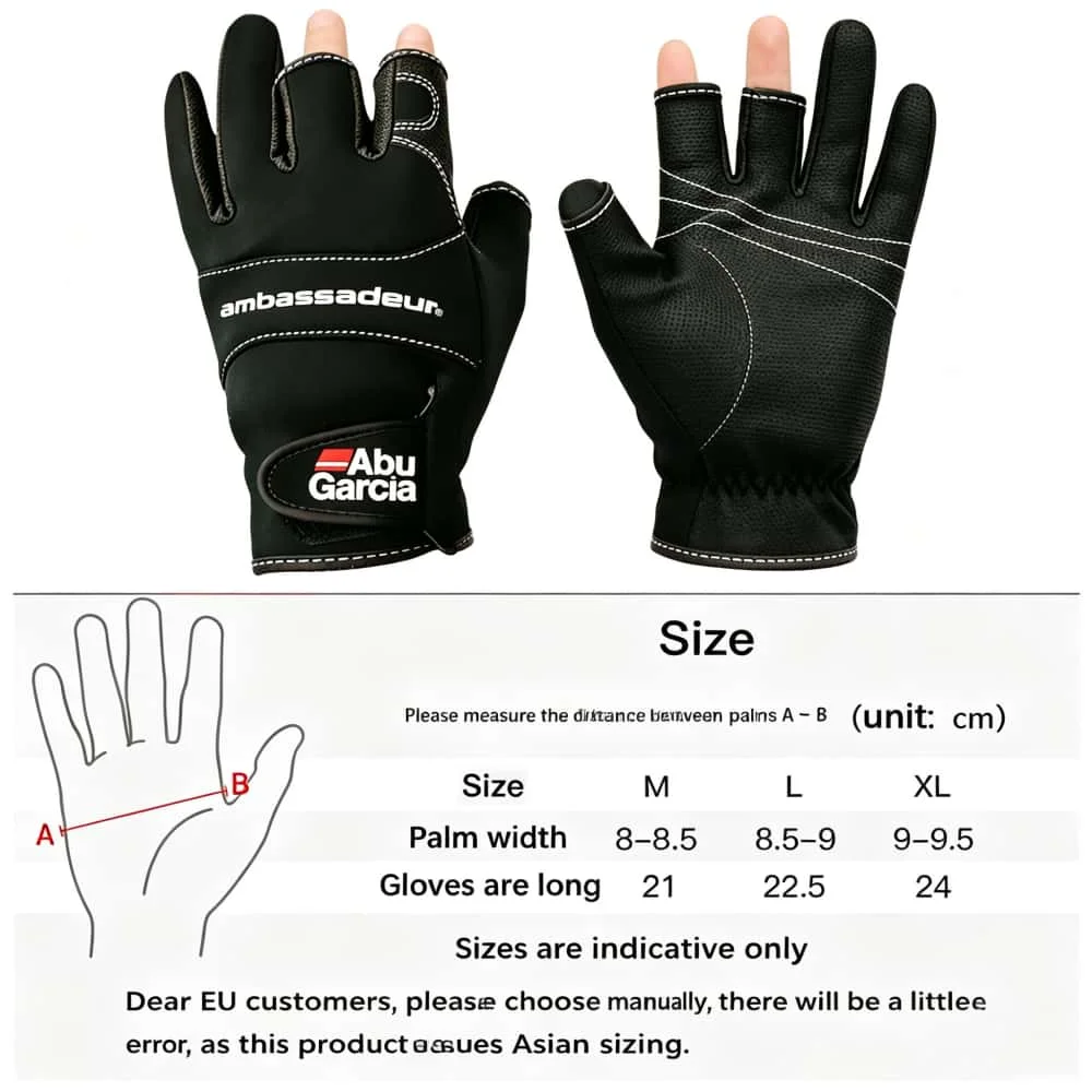 Abu Garcia Angelhandschuhe, schnell trocknend, atmungsaktiv, rutschfest, wasserdicht, mit Klettverschluss, verstellbar, für den Außenbereich, Salzwasser-Angelschutzhandschuhe – Detail 4