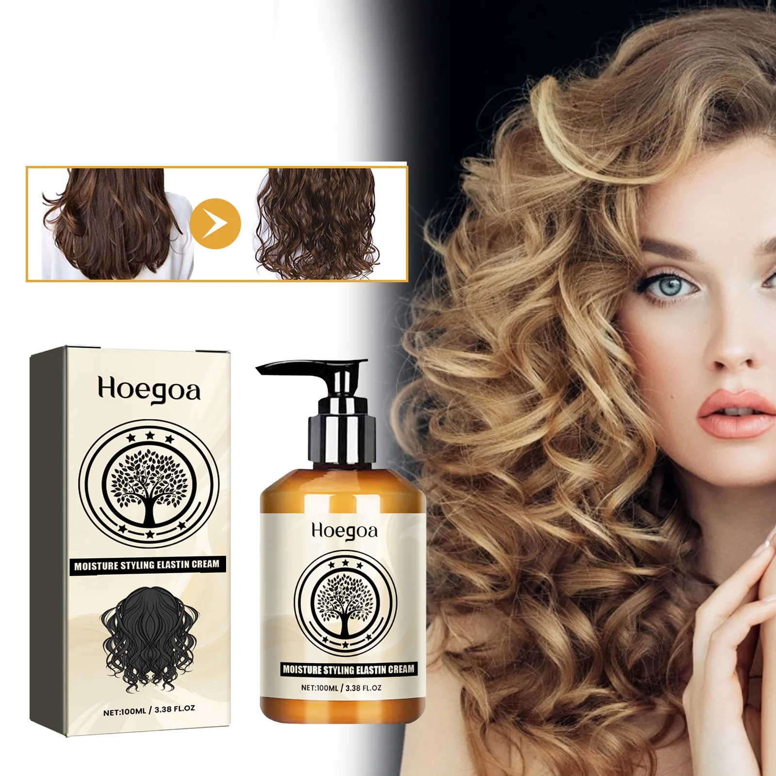 Marokkanisches lockiges Haar, feuchtigkeitsspendend, elastisch, Reparatur beschädigter Trockenheit, Glättung von lockigem Haar, natürliche, flauschige Haar-Styling-Pflege, 100 ml