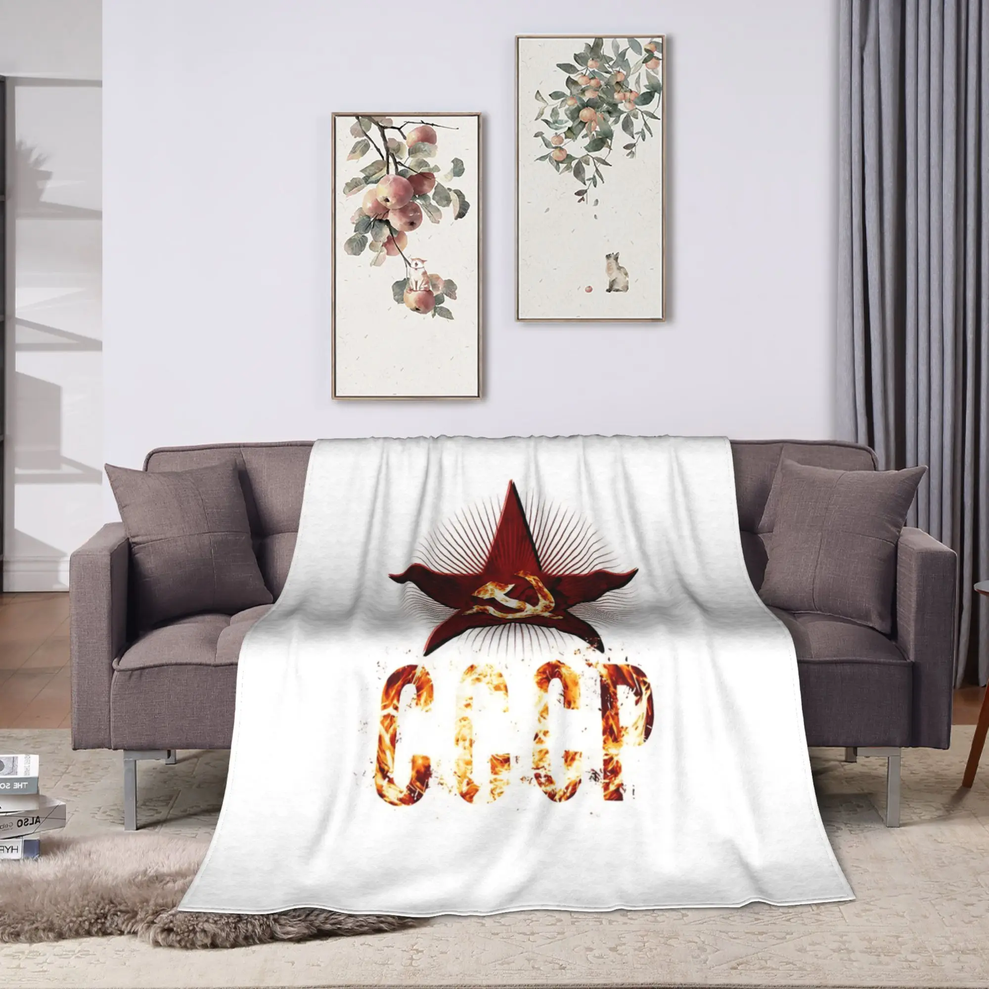 CCCP Soviet Hammer And Sickle Star Blanket Quality Warm Soft  Bedding Throws Winter Child Couch Chair Print Bedspread