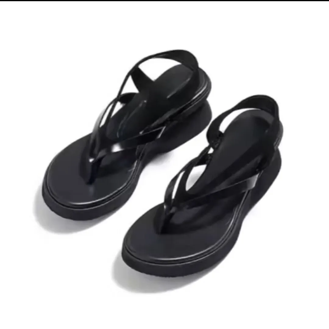 2026hot Women's Platform Sandals for Summer, Worn with Skirts, 2026 New High-end Style, Toe-post Flip-flops with Height Boost