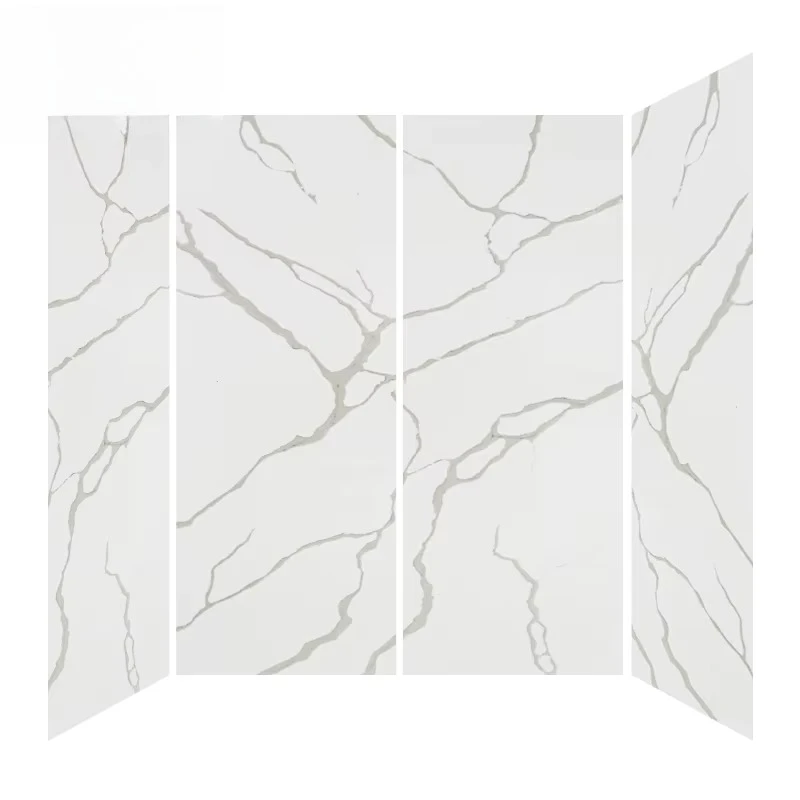 Hotel Villa Apartment Bathroom Appliances Accessories Wall Stone Shower Surround Grey White Marble Shower Wall Panels