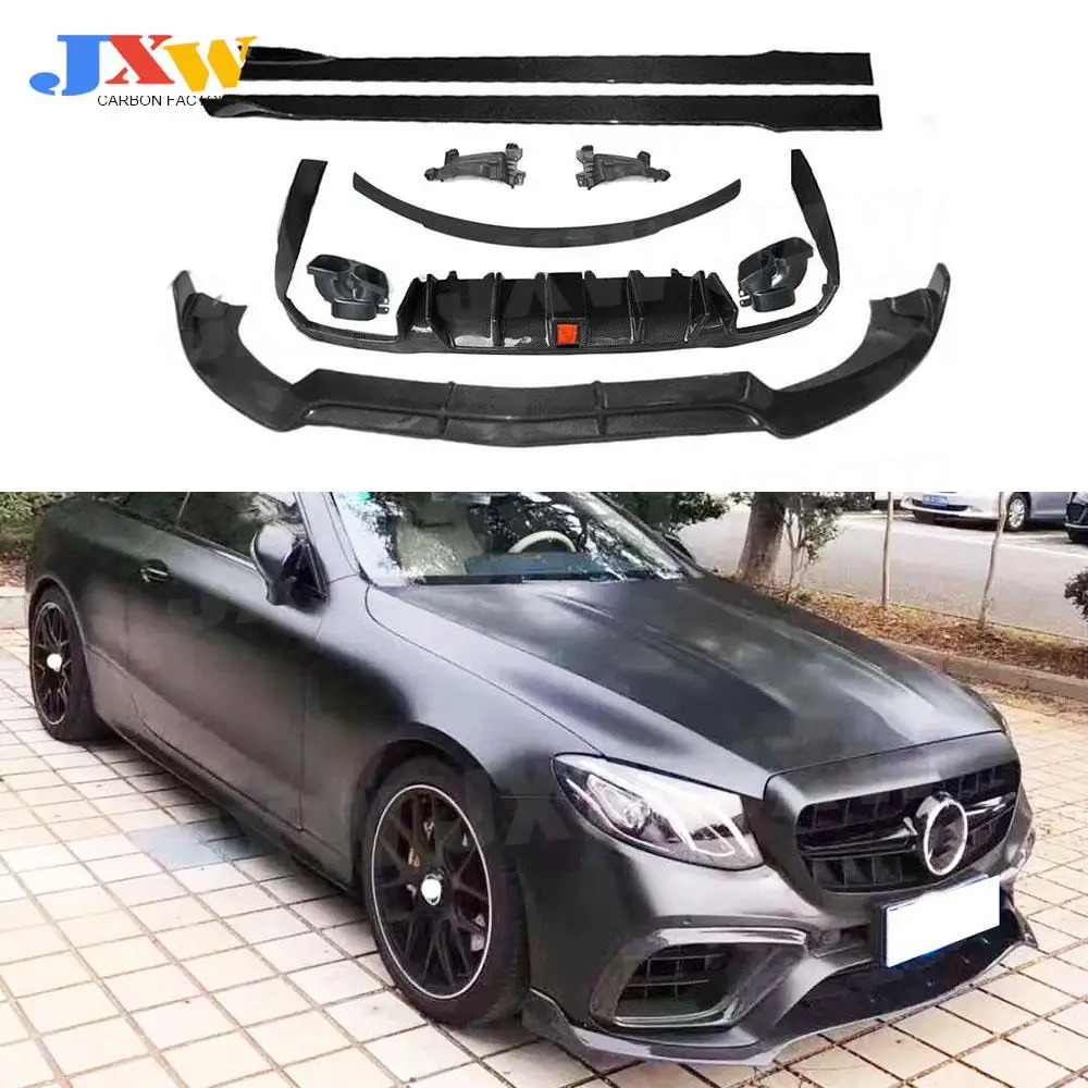 

Front Bumper Lip Rear Diffuser Side Skirts Rear Wing Spoiler With Exhaust For Benz W213 E400 E63 Sport 2017 - 2019 Side Skirts