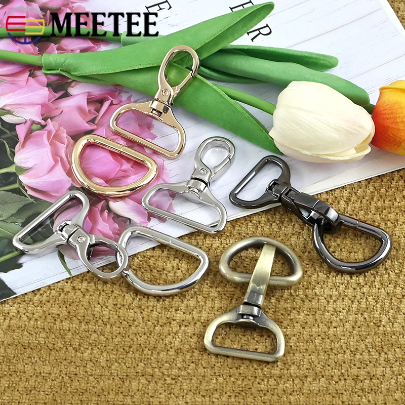 

2/5Sets Metal Bag Strap Buckles Swivel Lobster Clasp Webbing D Ring Connector Keychain Dog Collar Snap Hook DIY Bags Accessories