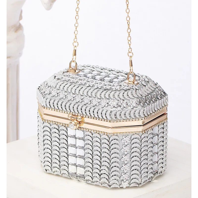 Diamond Studded Dinner Banquet Party Evening Bag Lady Hand Holding Banquet Bag Woman Bolsos Fiesta Mujer Torebka Luksusowe Marki