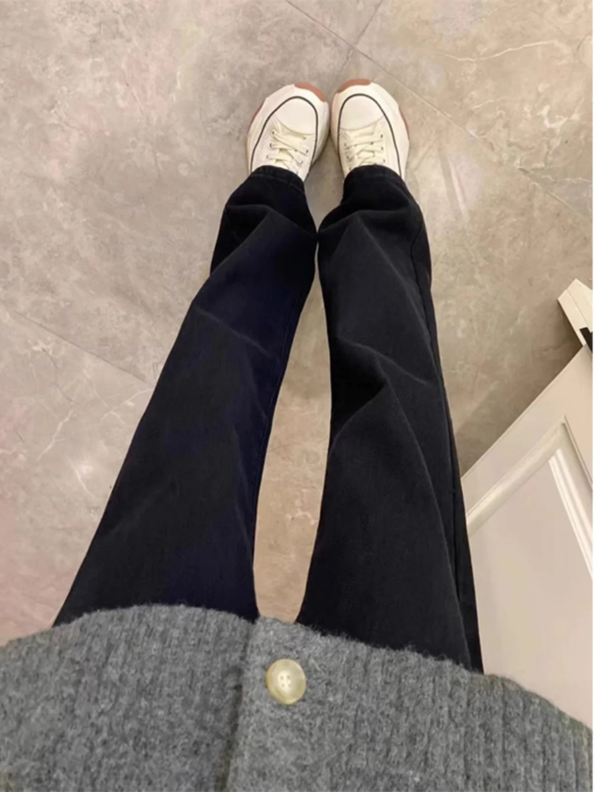 

Прямые джинсы с высокой талией, женские утягивающие широкие брюки больших размеров, осень-зима, высокая эластичность, груша, облегающие брюки...