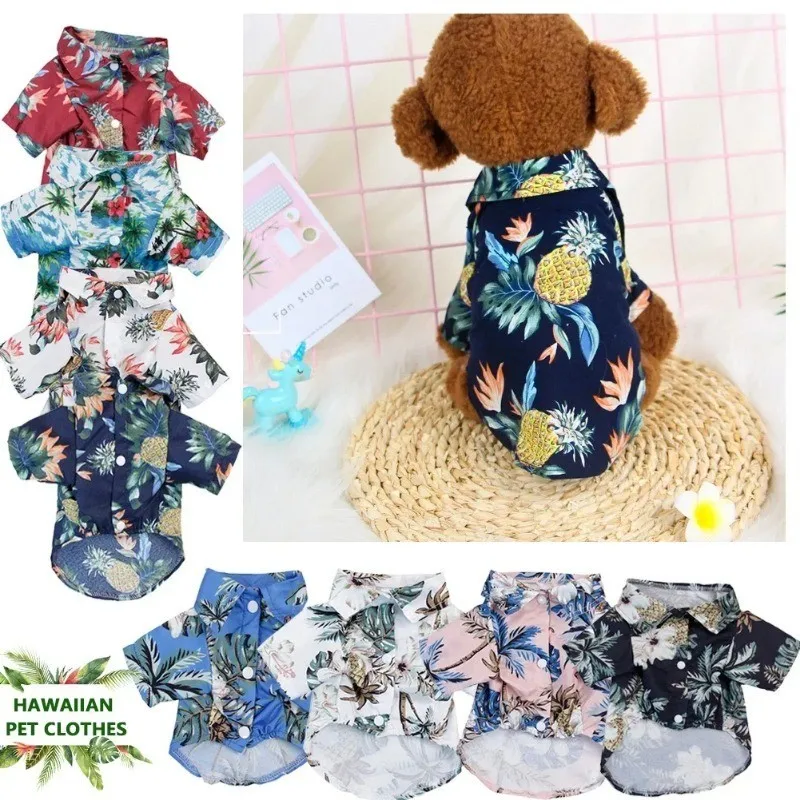 

Pet Beach Pineapple Shirts Hawaiian Style Dog Cat Coat Vest Spring Summer Thin Breathable Puppy T-Shirt Clothes Fashion Costumes