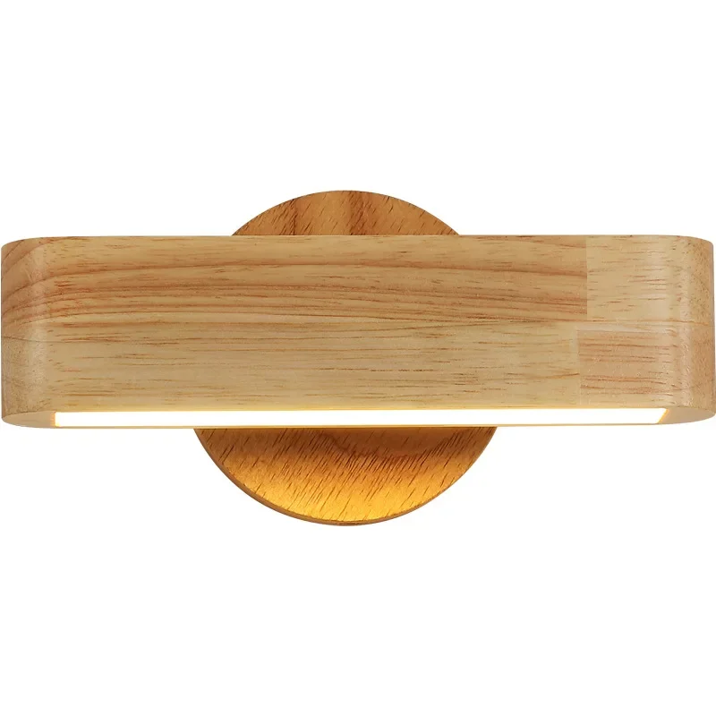 

Solid wood wall Nordic minimalist bedroom bedside lamp Japanese log living room background wall Long aisle corridor lamp