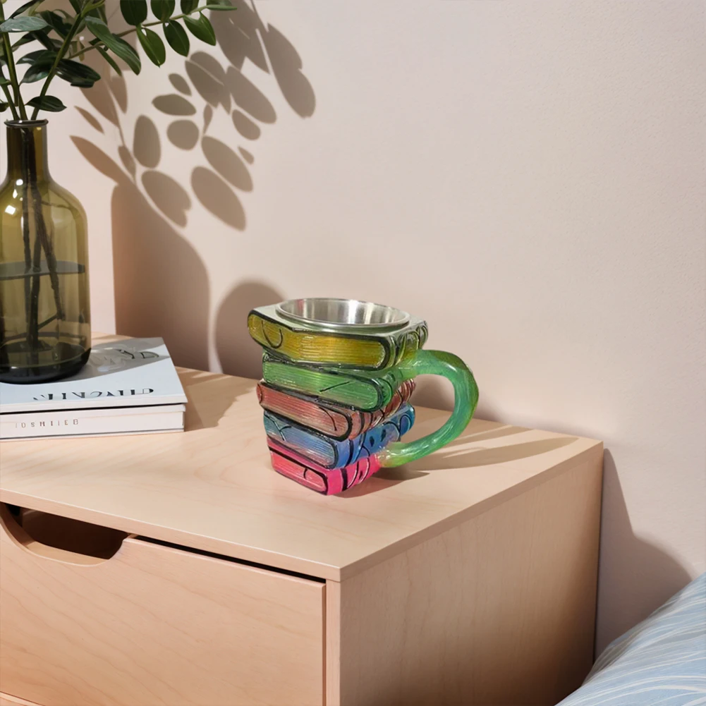 

New Painted Book Mug Novelty Mugs Unique Handmade Coffee Mug Colorful Resin Books Stack Coffee Cup Home Drinkware Ornament Gifts