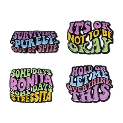Okey Funny Quote Enamel Pin Inspirational Friends Colorful Metal Custom Women Brooch Badge Jewelry Text Hold on Accessories Gift