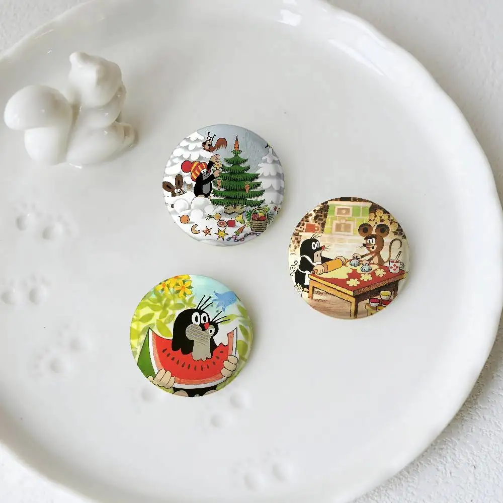 The L-Little M-Mole Lovely Badges Round Brooch Cute Cartoon Idol Cosplay Badges DIY Backpack Clothing Jewelry Pins