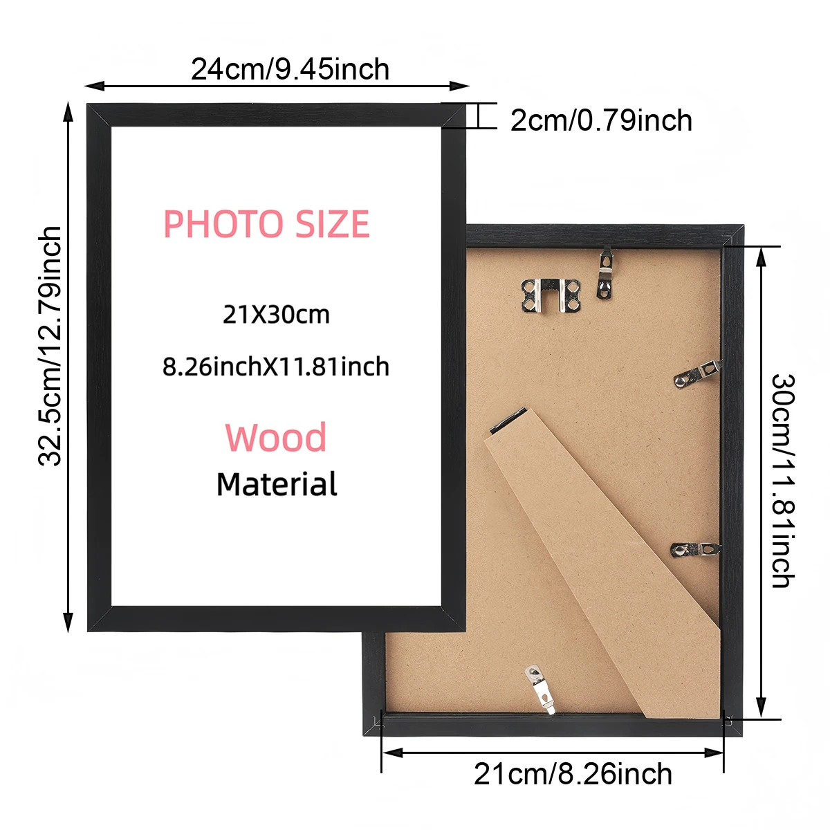 21x30cm Black and White Wood Grain Color Photo Frame Poster Canvas Decorative Frame Can Be Hung on The Wall Canvas Decorative