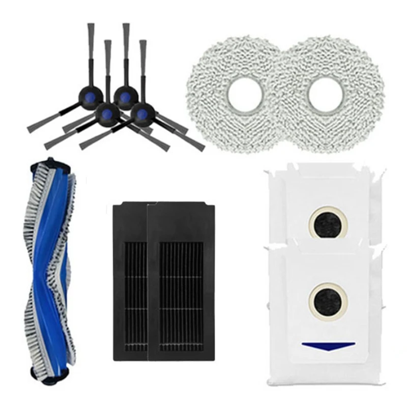 

A14F-11PCS For Ecovacs DEEBOT X2S Robotic Vacuum Cleaner Accessories Roller Side Brush HEPA Filter Mop Cloth Dust Bag