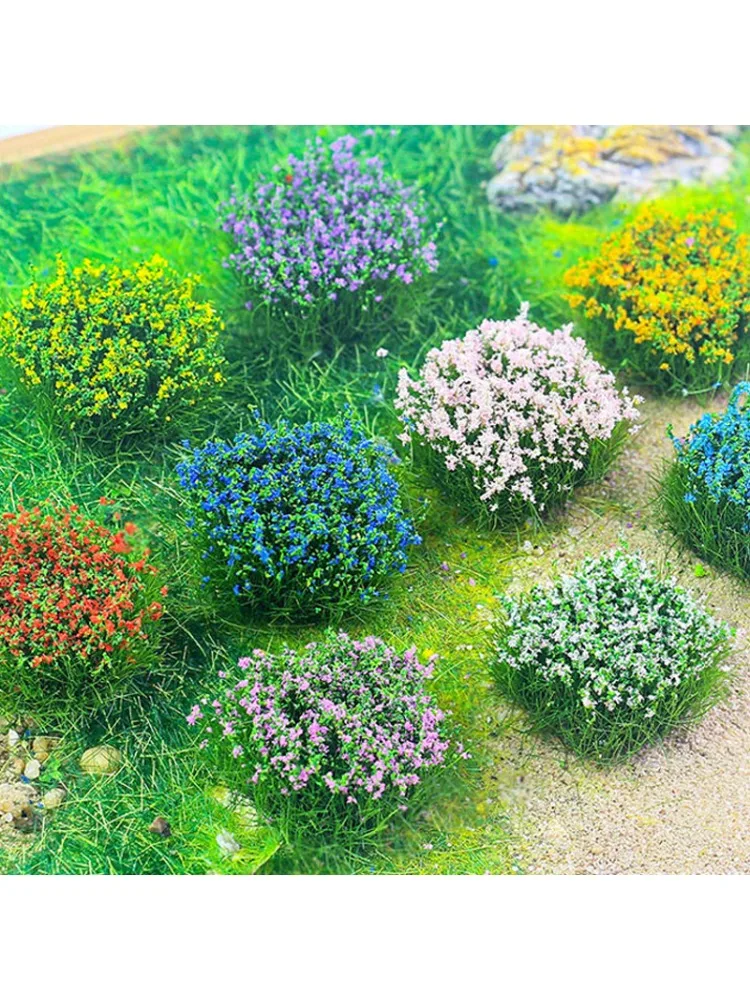 8-teiliges Modellbausatz für Sandtische: Zufällige Farben, Simulationsblumen- und Grasbüschel für Eisenbahn- und Modellbau