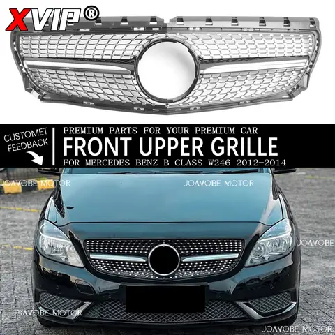XVIP 크롬 블랙 다이아몬드 스타일 범퍼 그릴 상단 그릴 액세서리 메르세데스 벤츠 B-클래스 W246 12-14 B160 B180 B200 B250용