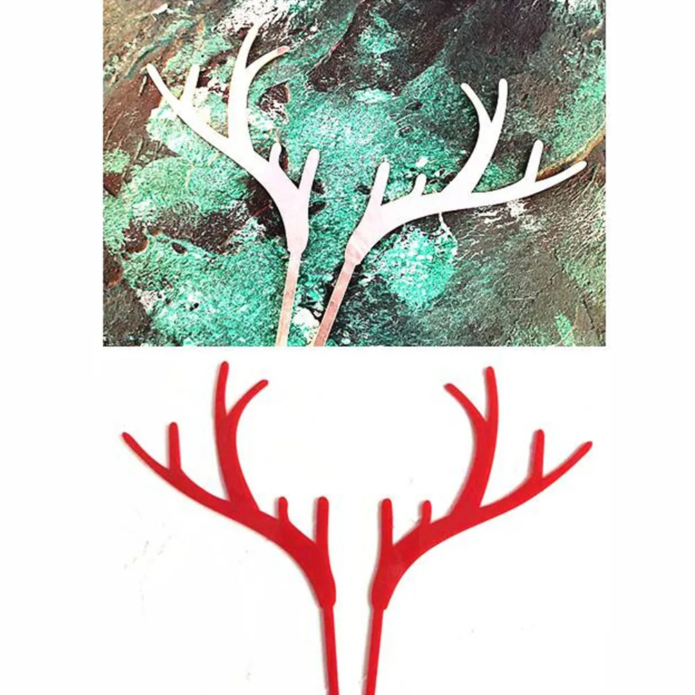 

5pcs Acrylic Christmas Cupcake Toppers For Party Baby Shower Cake Decorations Food Picks Deer Cake Topper Antler Decorations