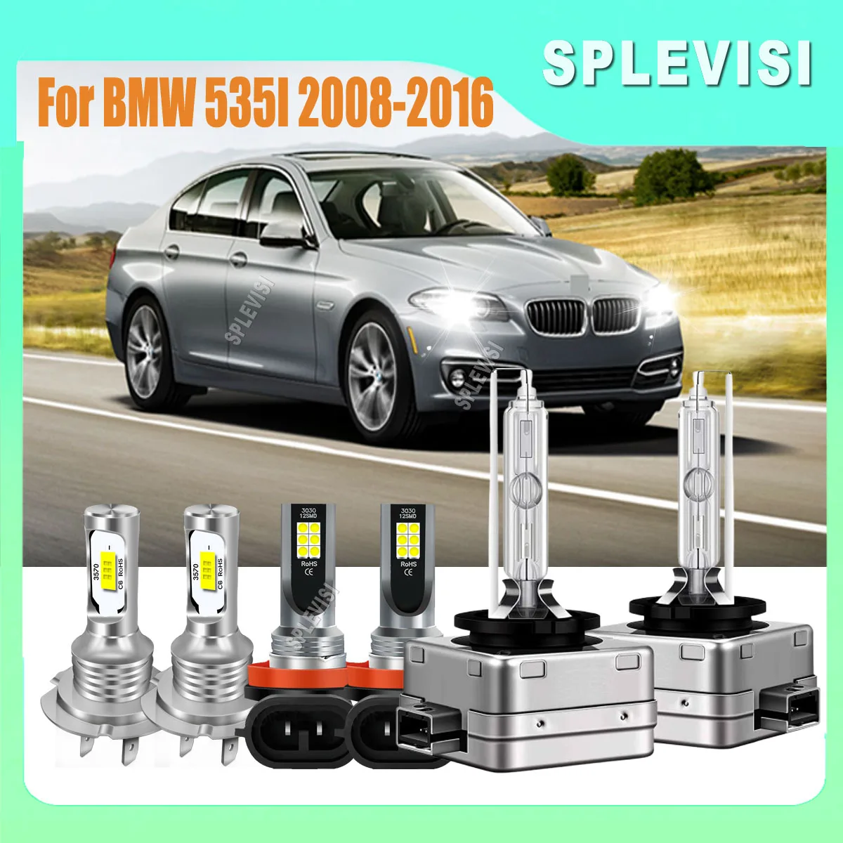 LED Car Lights White Headlight Foglight - no need for extra driver or external cables For BMW 535I 2008 2009 2010 2011 2012-2016