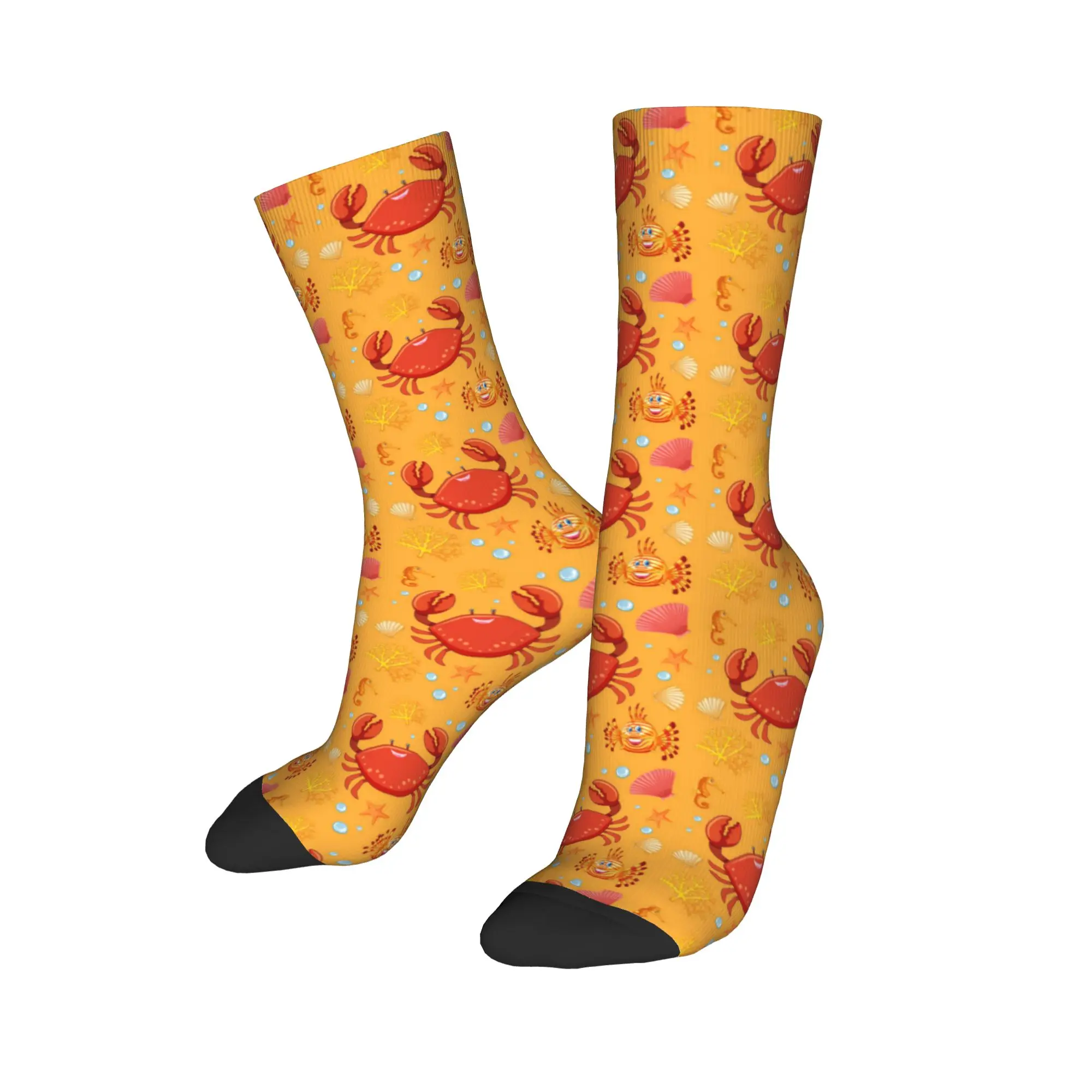 Adults Men Socks Colorful Crabs Shells,And Sea Creatures  Stockings Winter Trendy Warm Soft Socks Outdoor Sports Anti Slip Socks