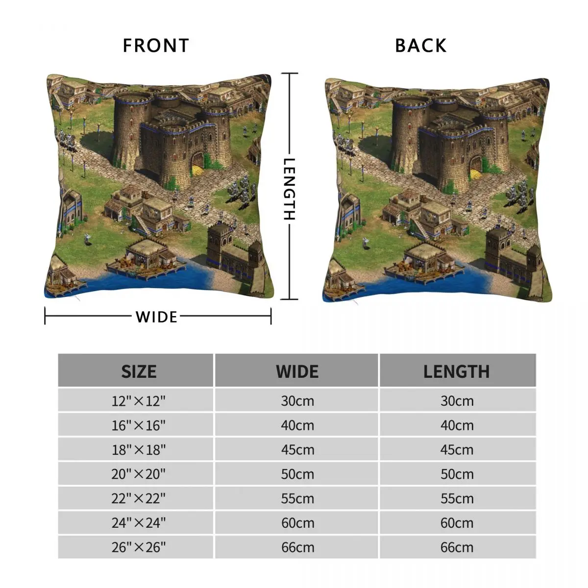 AOE II Age Of Empires 2 Town Square Pillowcase Polyester Linen Velvet Creative Zip Decor Throw Pillow Case Bed Cushion Cover