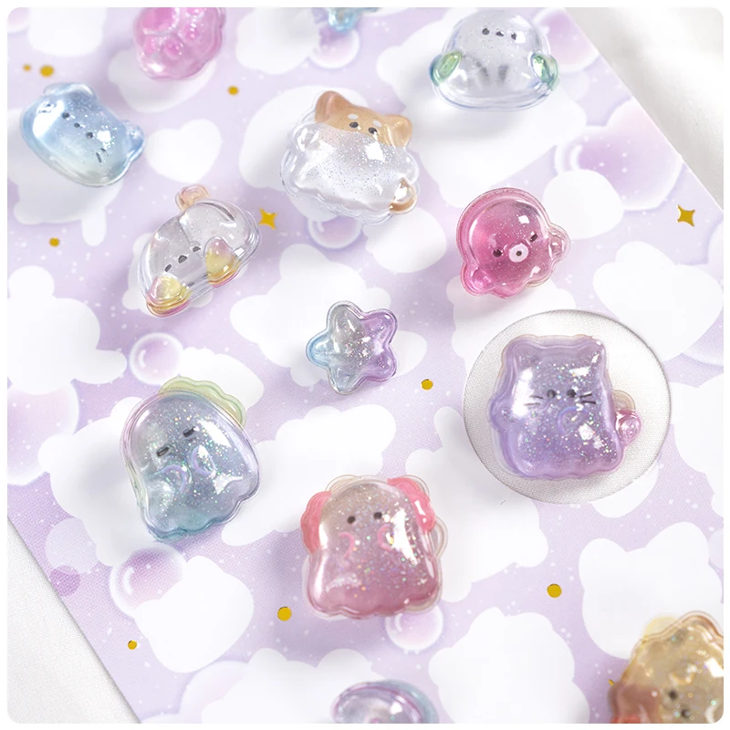 1 pc Random Cute Animals Ghost Drop 3D Relief Sticker Scrapbooking Diy Diary Decor Stationery Sticker Kawaii Aesthetic Stickers image 6
