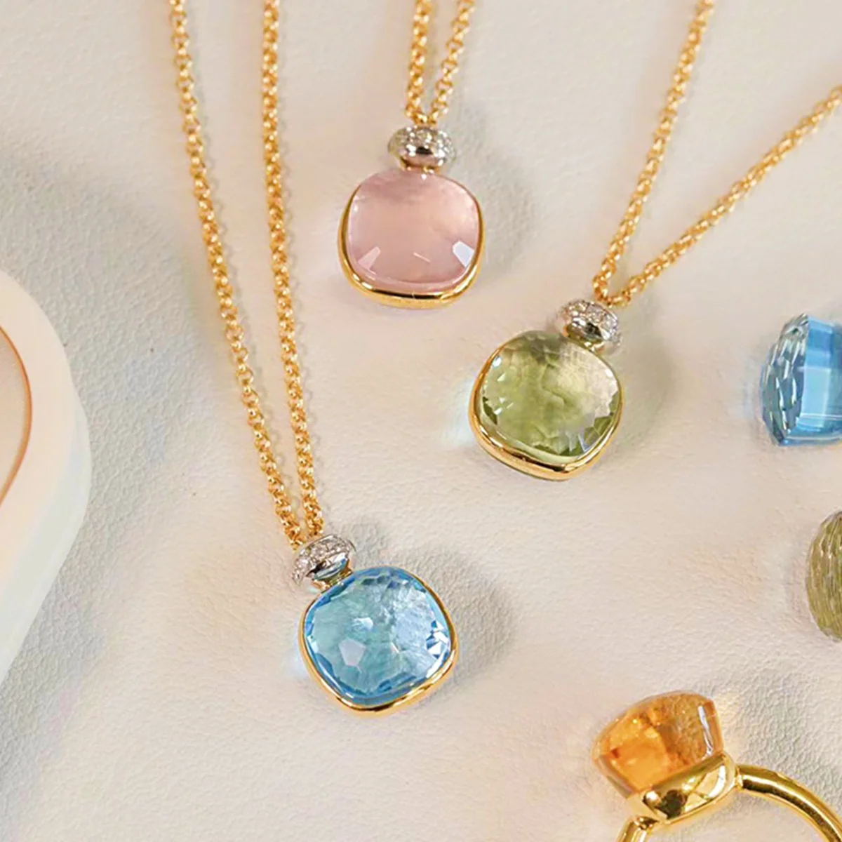 

Ожерелье из серебра 925 пробы с натуральным розовым кристаллом/синим топазом/аметистом/цитрином/пердотом в форме бутылки, ожерелье с конфетами и драгоценными камнями, роскошные ювелирные изделия