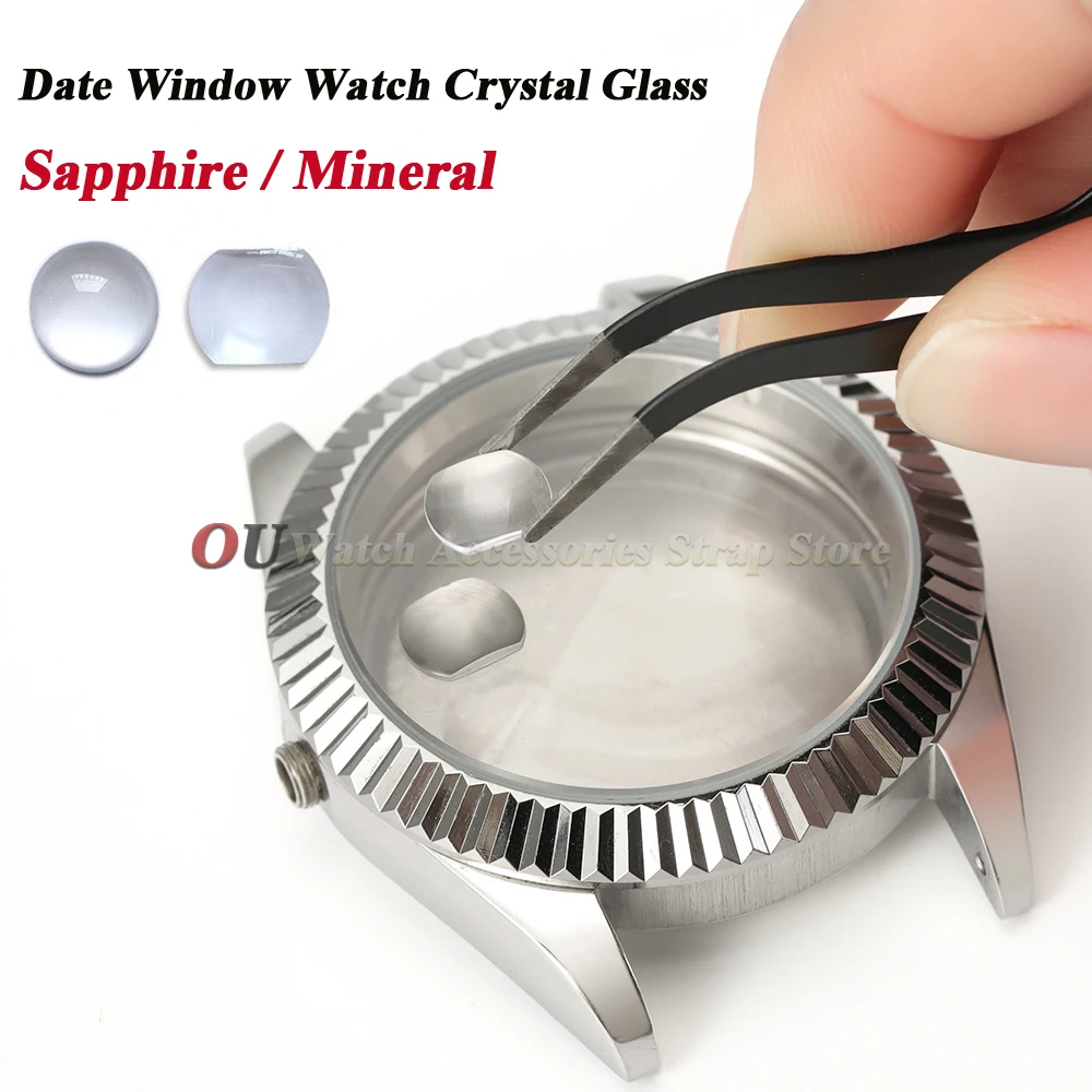 Loupe en verre saphir minéral haute transparence avec calendrier et lentille convexe pour fenêtre de date, verre de montre pour horlogers