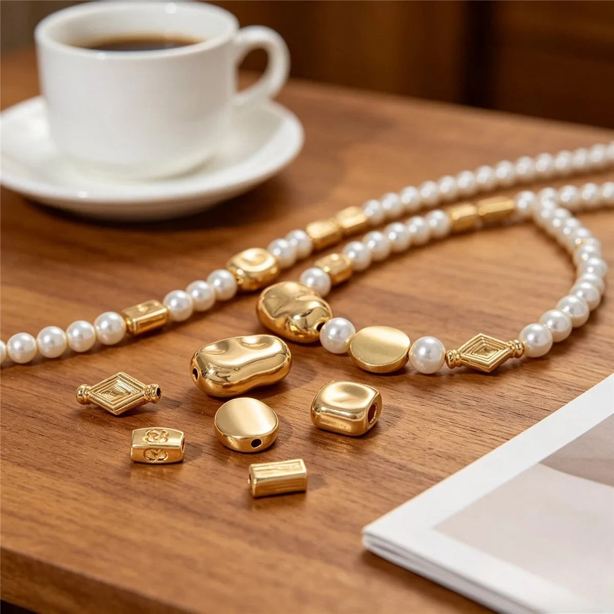 Brass 14K Gold Plated Imitation Baroque Irregular Stone Spacer Beads DIY Bracelet Necklace Jewelry Findings