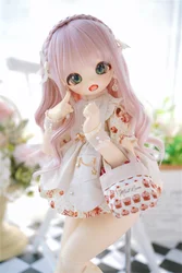 BJD/SD/DD Doll Wig Toys Elegant 1/3 1/4 1/6 High Temperature Silk Blue Pink Brown Braid Bow Long Curls Gifts Doll Accessories