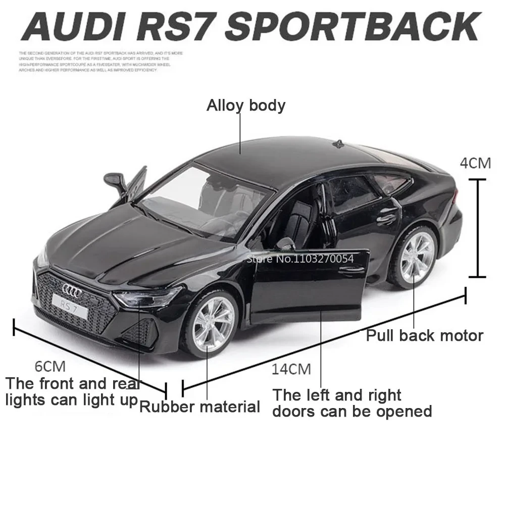 1/35 Audi RS7 lega giocattolo modello di auto diecast simulazione in metallo squisito Interior Design Sound Light ruota posteriore tirare indietro