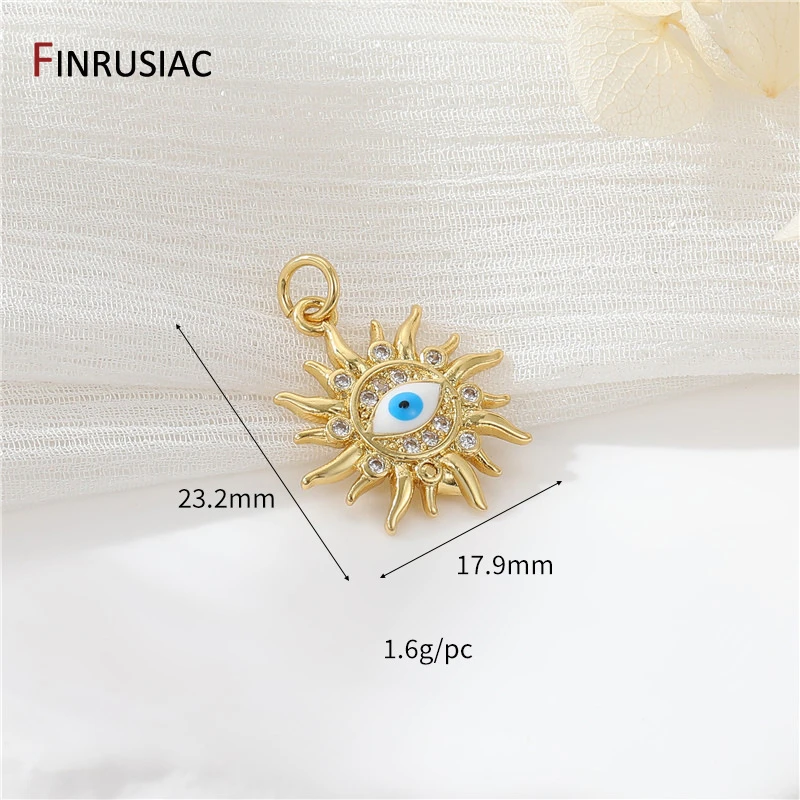 Evil Eye Charms für die Schmuckherstellung, 14 Karat vergoldetes Messing, Zirkon-Charms-Anhänger für DIY-Halskettenherstellung, Zubehör für Schmuck – Detail 23
