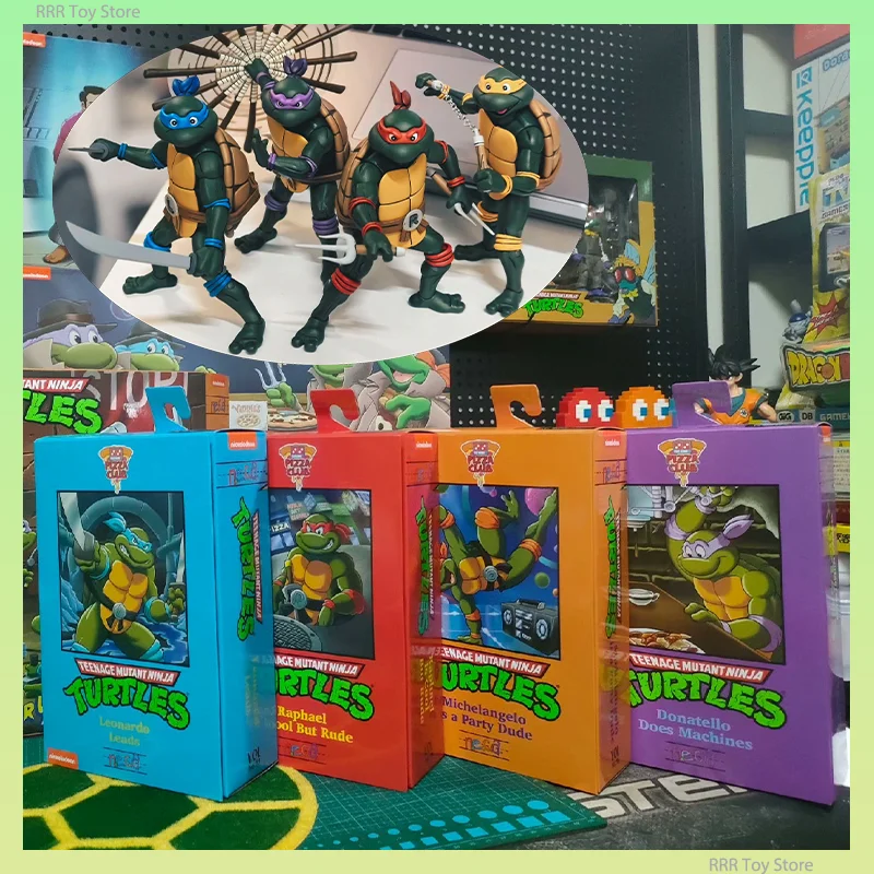 

Original NECA Turtles Anime Action Figure Teenage Mutant Ninja Business Suit Casey Jones And Foot Soudier Figurine Model Toy s