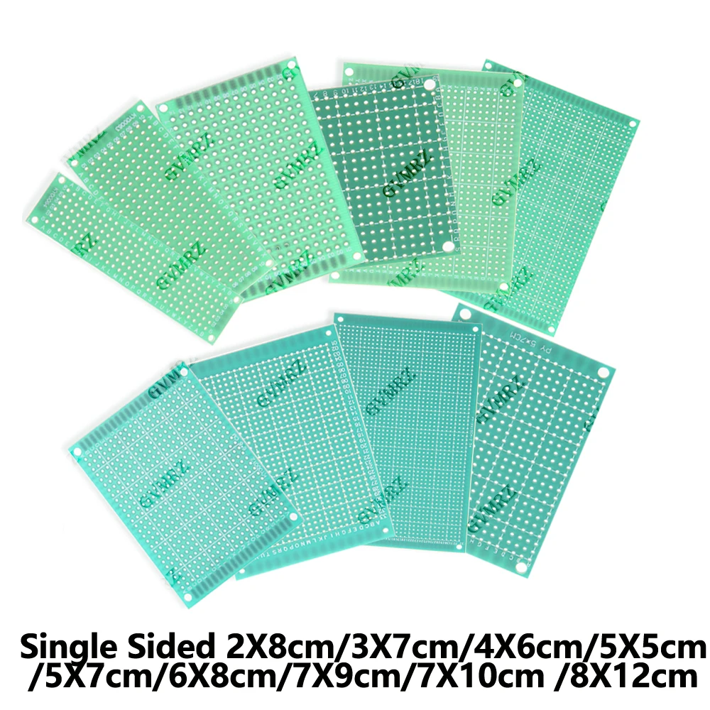 

Односторонняя зеленая универсальная перфорированная плата PCB 4x6см, 3x7см, 2x8см для прототипирования и электронных проектов DIY
