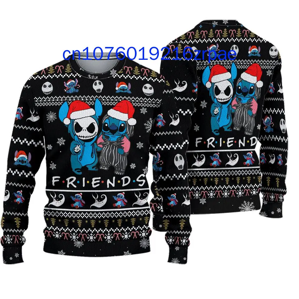 2024 Disney Stitch Ugly Sweater Men and Women Casual Cartoon Sweatshirt Christmas Sweater