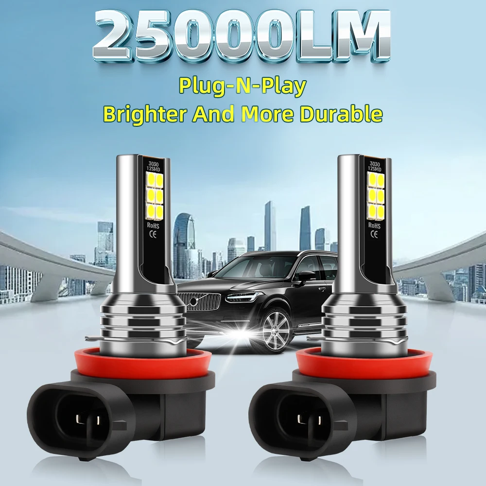 

2Pcs H8 H11 LED Bulb H16 JP 9005 HB3 9006 HB4 Led Lamp Super Bright Car Fog Lights Day Driving Running Light 12V 6000K White