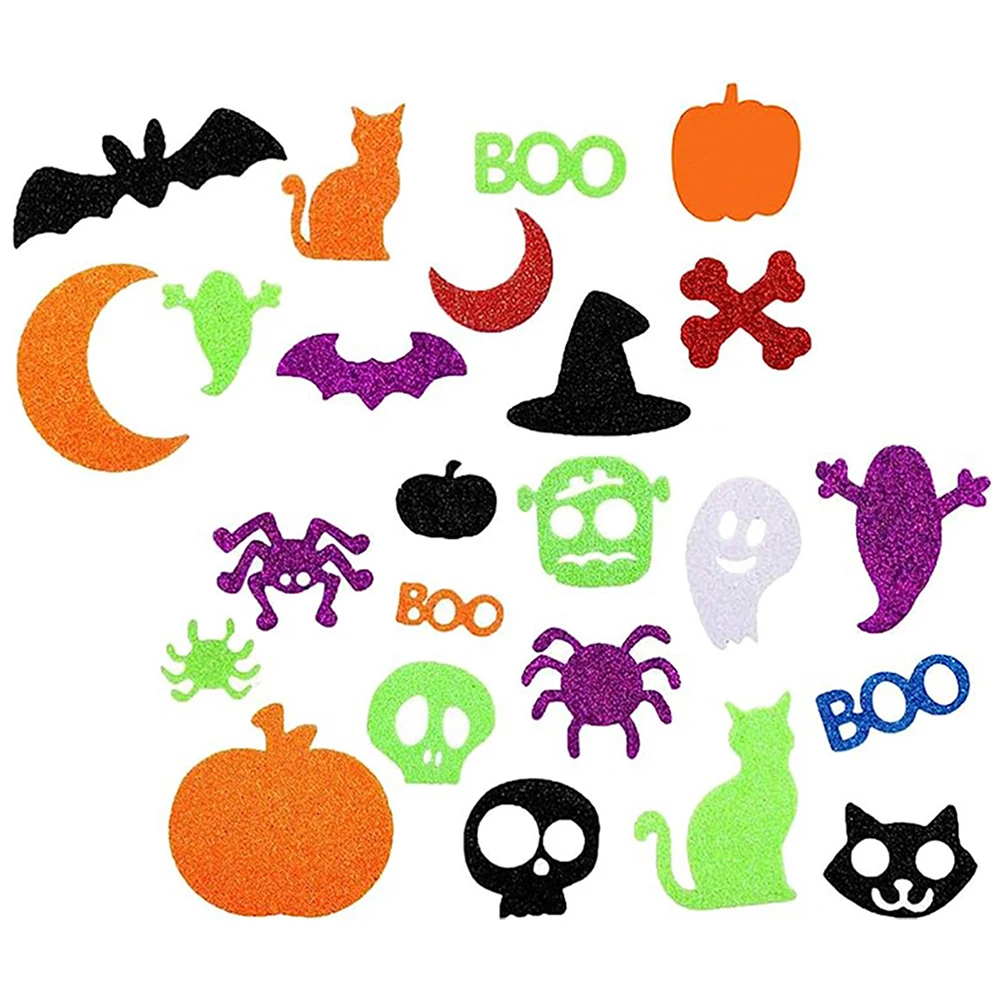 

500 Pcs Glitter Stickers Halloween Crafts Self-adhesive Eva Smiling Face Decorations Sparkly Bulk