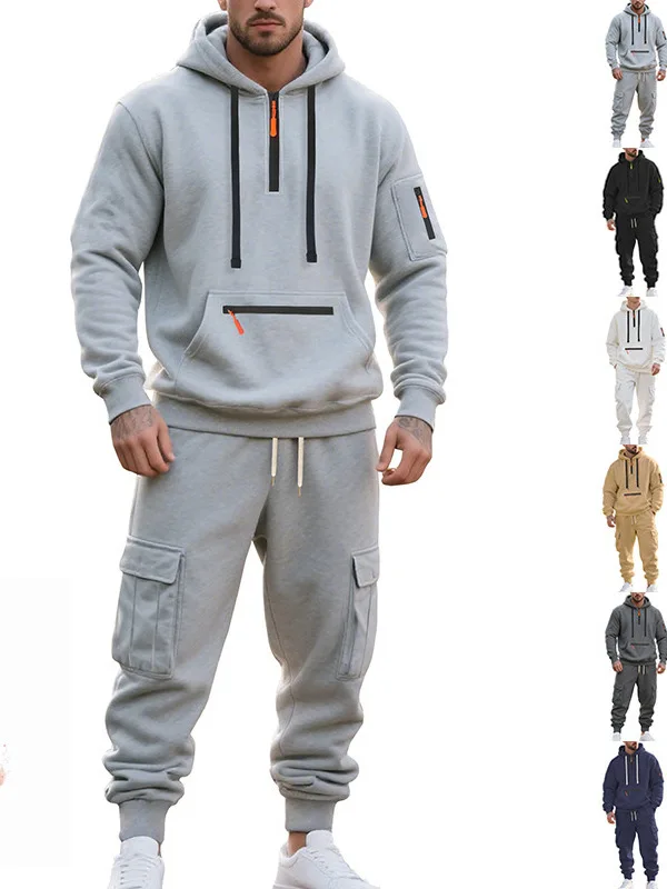 

Мужской комплект с капюшоном на подкладке Fce, свободная рабочая одежда, толстовка с несколькими кетами, повседневная, удобная, дышащая, теплая, уличная, активи...