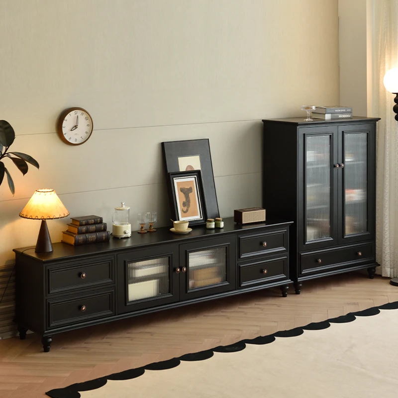 Armadietto da pranzo americano in legno massello di lusso moderno semplice armadietto retrò nero contro il muro dell'ingresso armadietto del vino armadietto da tè