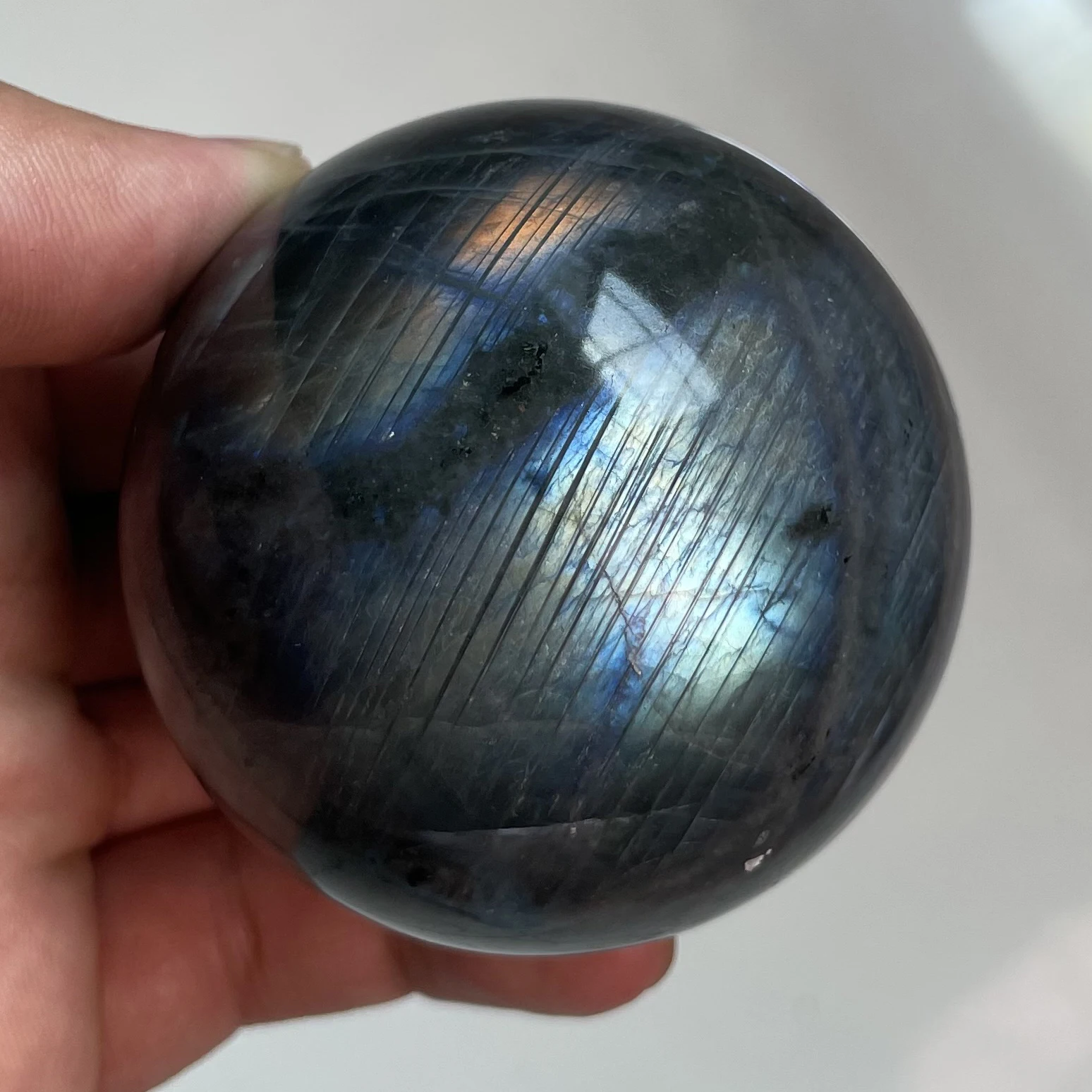 337g Natural Crystal Labradorite Ball Quartz Massage Polished Reiki Healing Exquisite Room Decor Moonstone Sphere Ball Z22