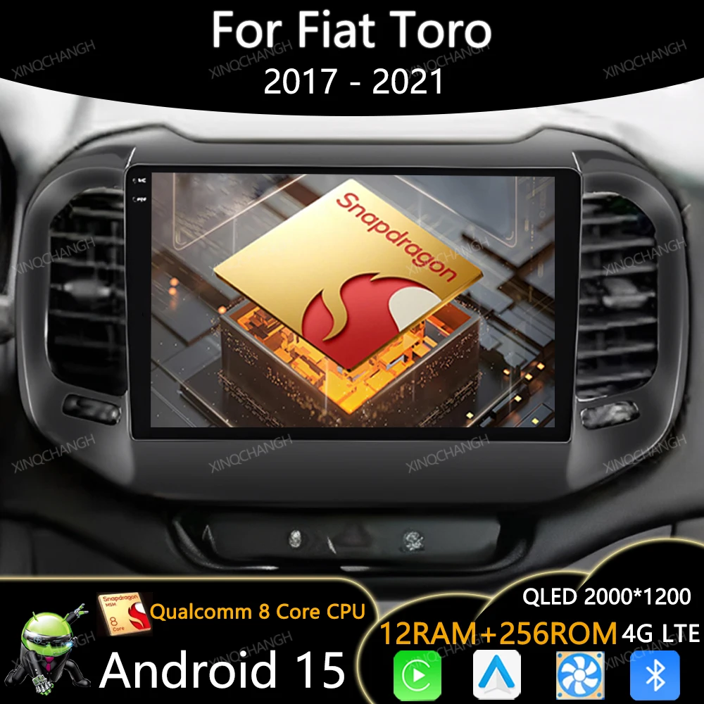 Автомобильный радиоприемник Android 15 для Fiat Toro 2017 2018 2019 2020 2021, головное устройство Carplay, авто GPS, мультимедийный видеоплеер, 4G LTE 5G WIFI BT