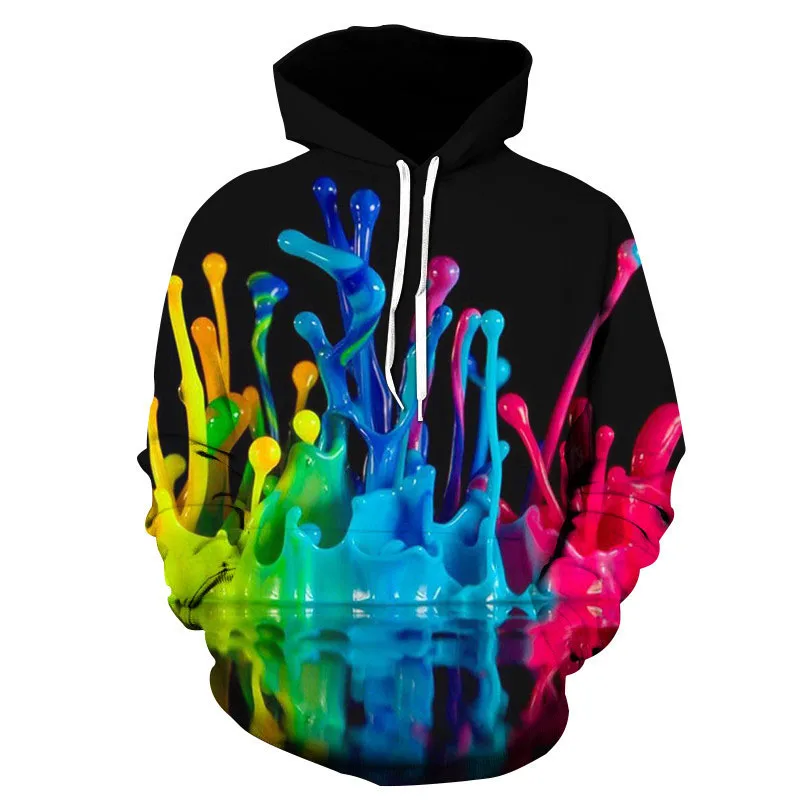 Colorful Watercolor Ink 3D Print Hoodies Men Oversized Hooded Sweatshirts Harajuku Tracksuits Pullover Y2k Top Coat Kid Clothing