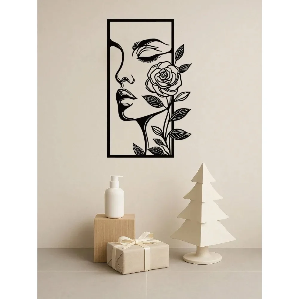 CIFbuy  Vintage Flower Woman Aluminum Wall Art 12x16 Inch Waterproof Rustproof Decor for Living Room Bedroom Home