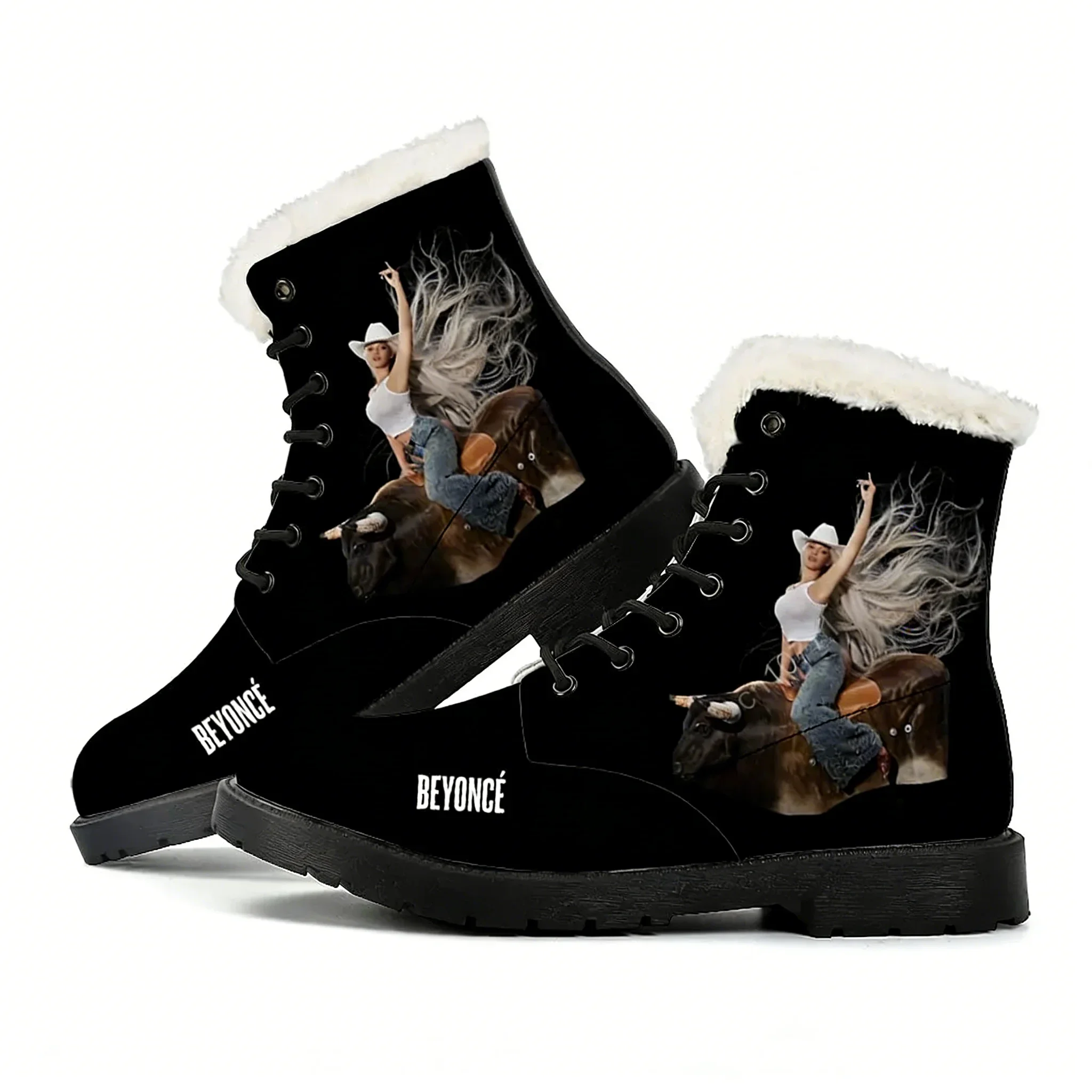 

Beyonce Rock Cowboy Carter Plush Keep Warm Boots Mens Womens Winter Outdoor Hiking snow boots High quality Customize Boots